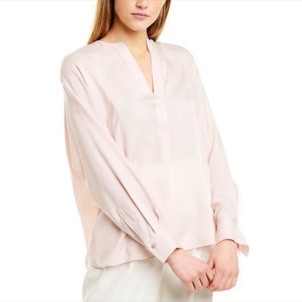 Vince Half Placket Light Pink Rosa Blouse Size Small